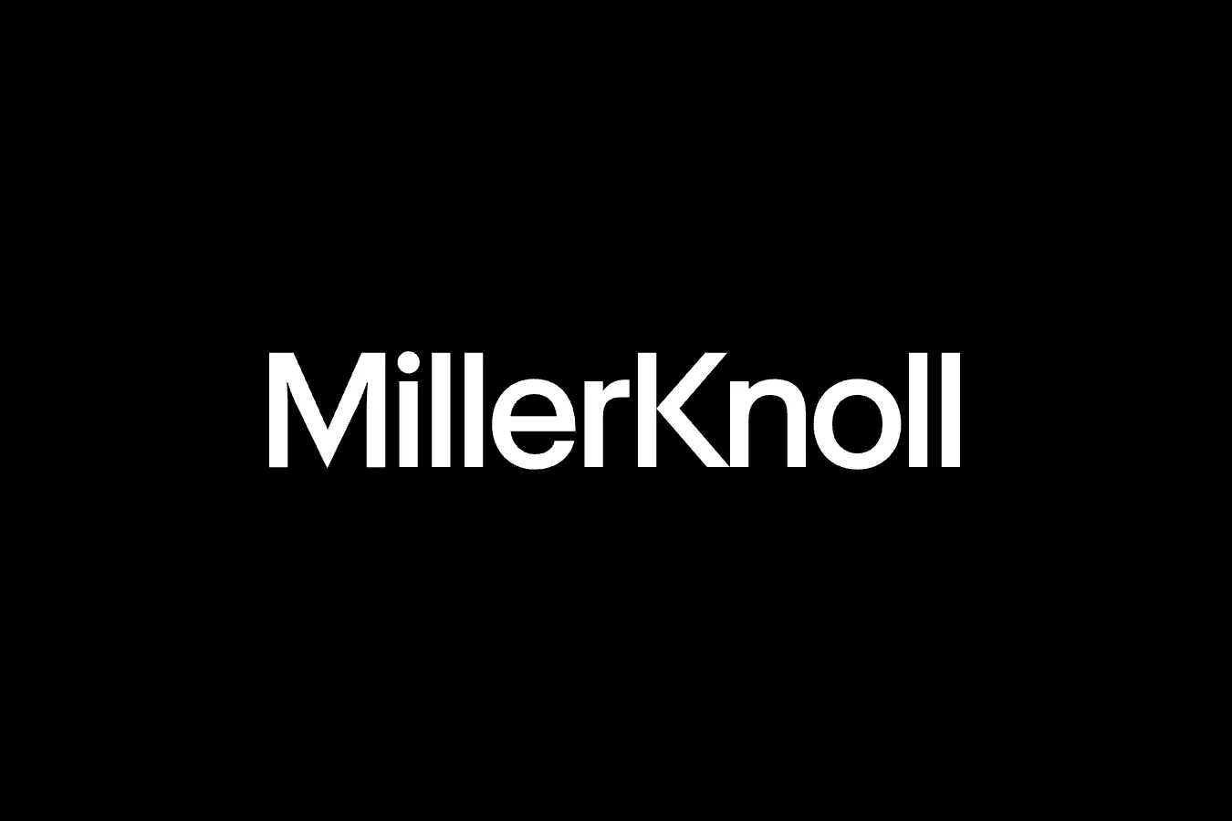 MillerKnoll wordmark in white on black