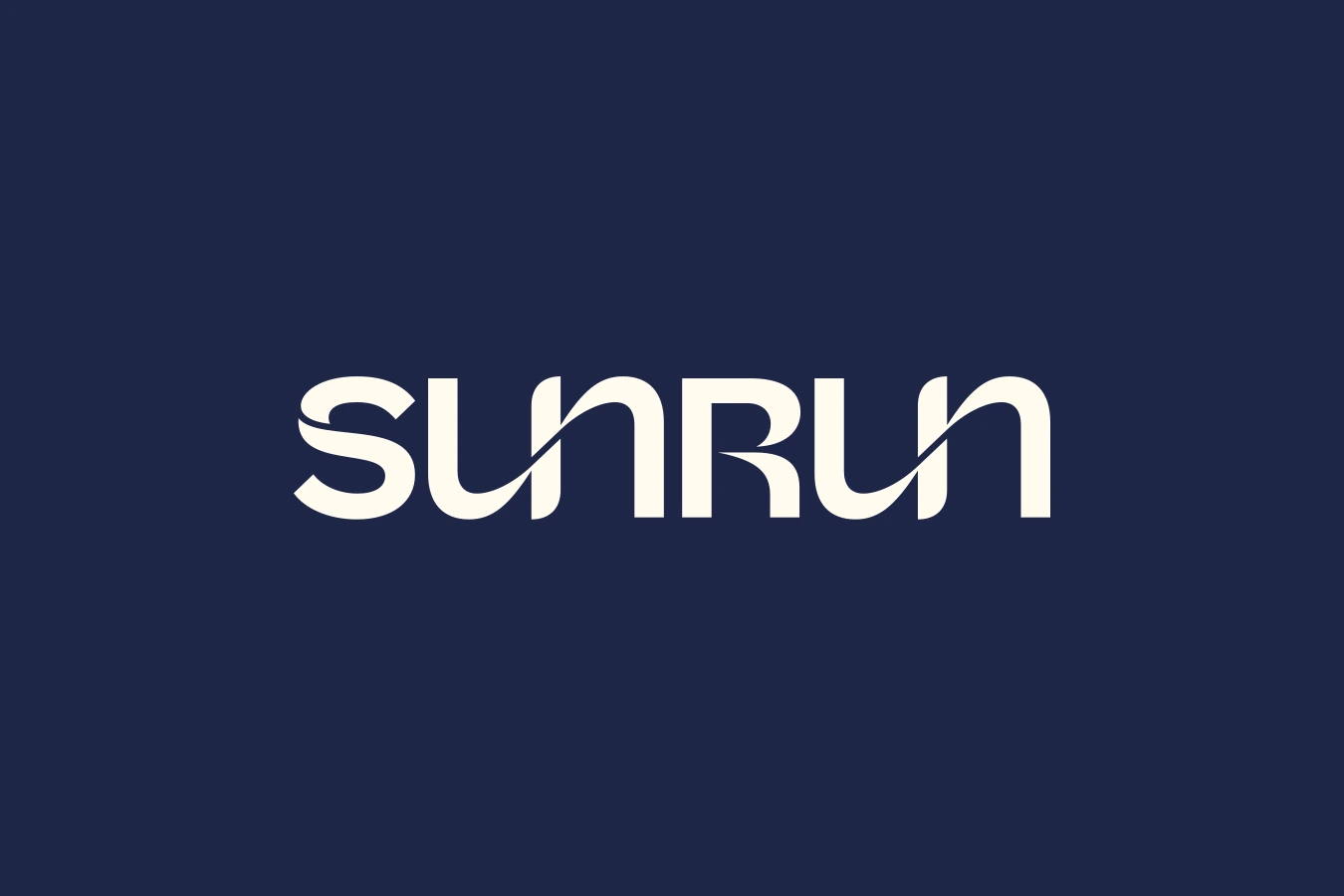 Sunrun wordmark in cream on Sunrun navy